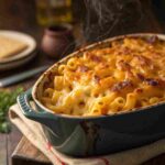 Amish baked macaroni and cheese casserole