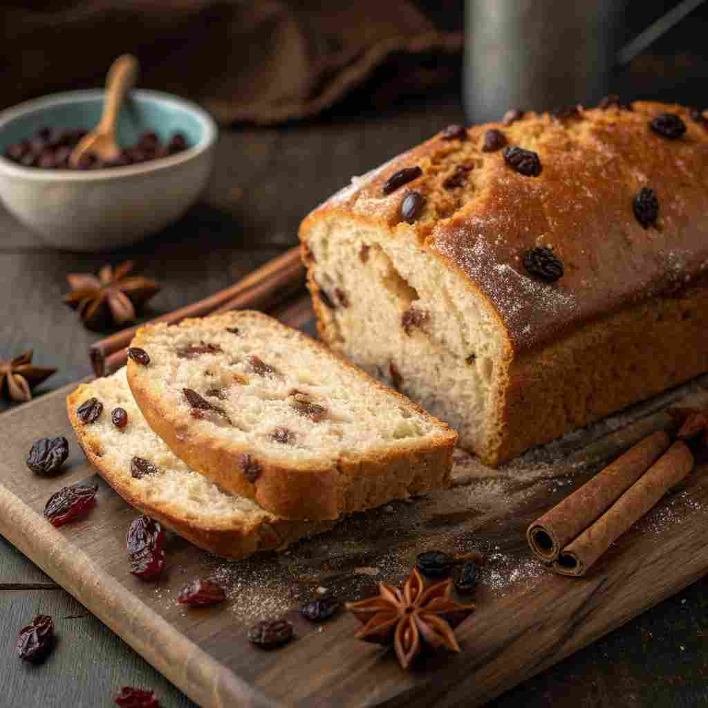Amish sweet bread with raisins and spices