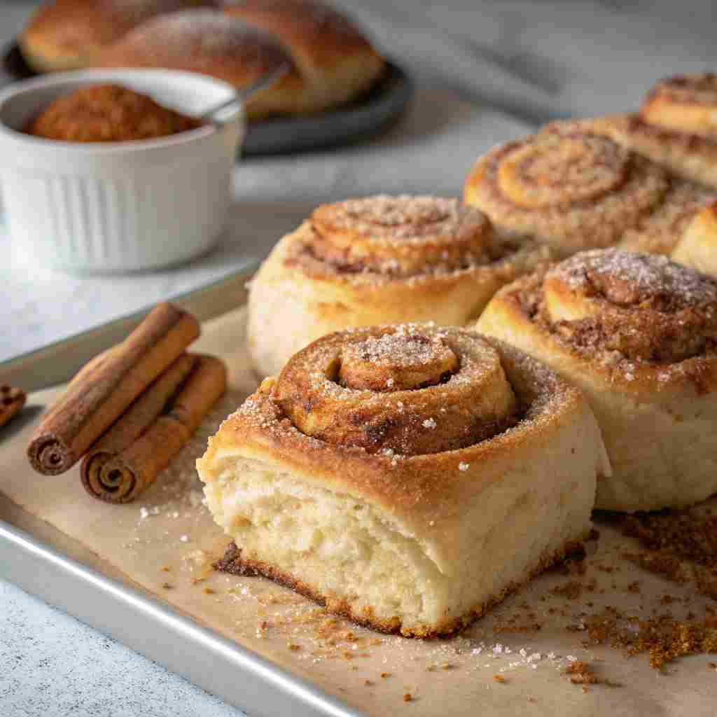 Amish sweet rolls with cinnamon sugar topping
