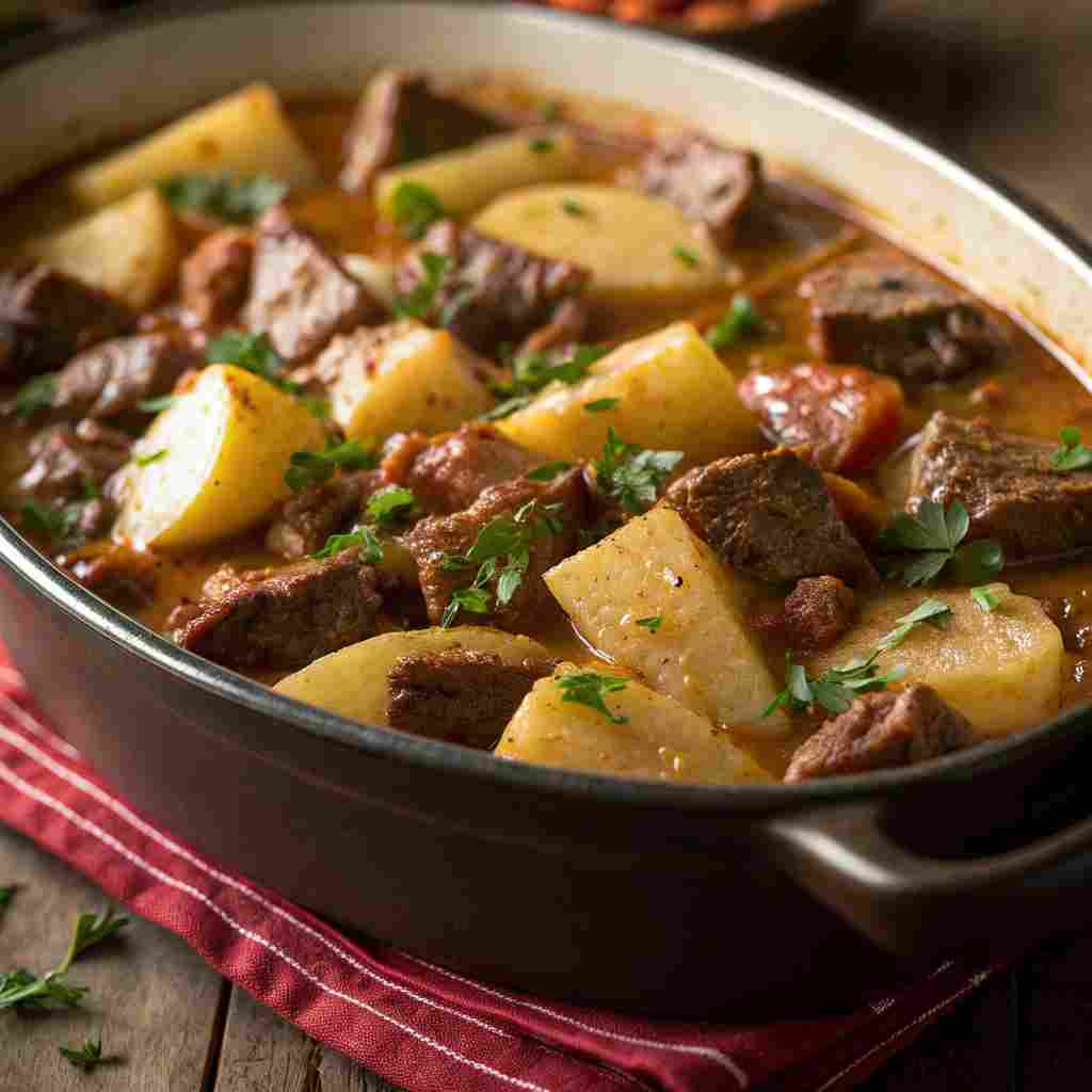 Homemade Amish beef and potato casserole