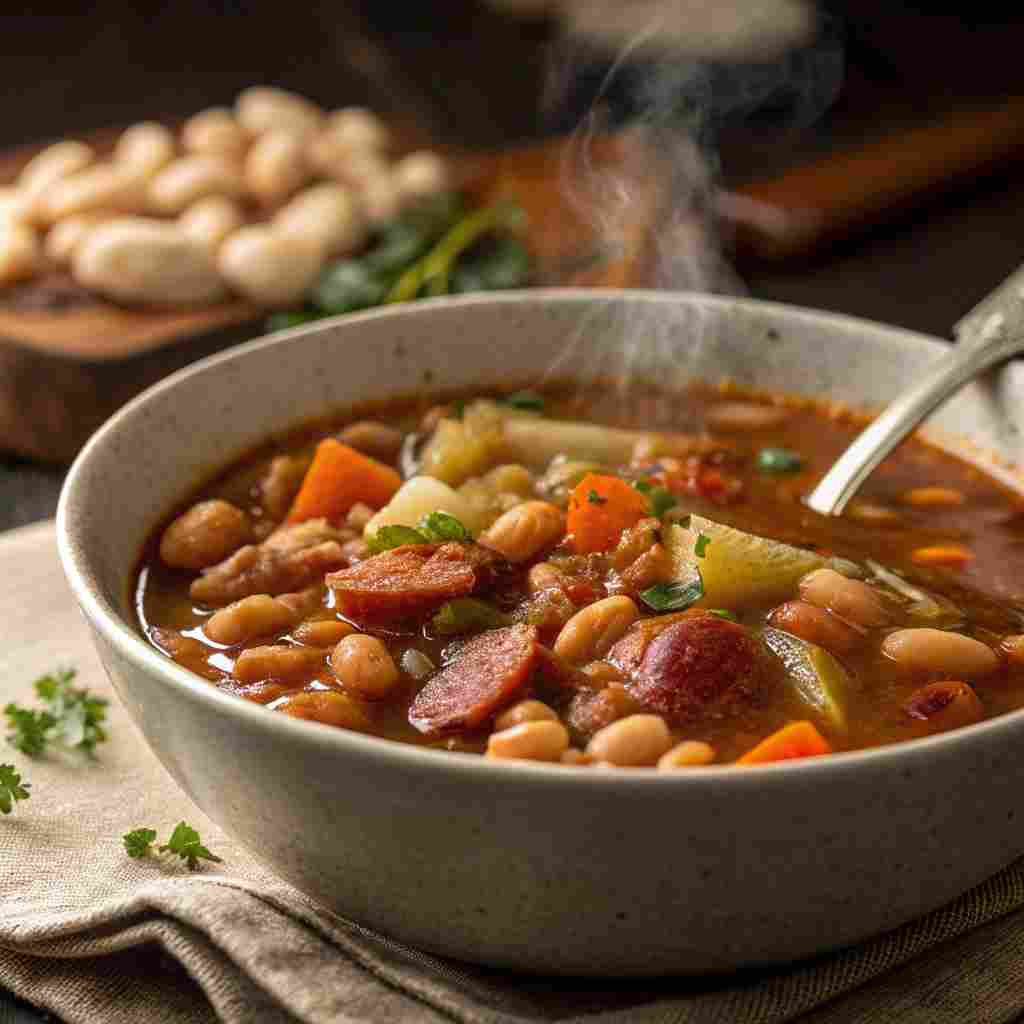 slow-cooked Amish bean soup for winter